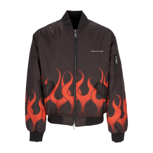 VISION OF SUPER Giubbotto Bomber Uomo Flames Bomber Black/red da uomo