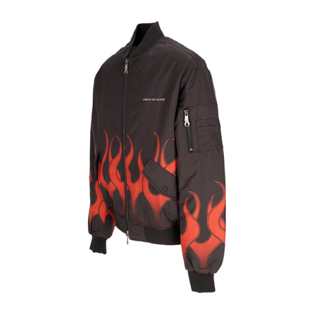 VISION OF SUPER Giubbotto Bomber Uomo Flames Bomber Black/red da uomo