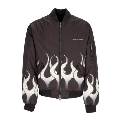 VISION OF SUPER Giubbotto Bomber Uomo Flames Bomber Black/white da uomo