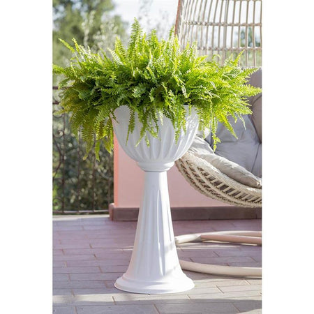 Vaso alto a colonna in plastica "Alba" posacenere da esterno h 75 cm