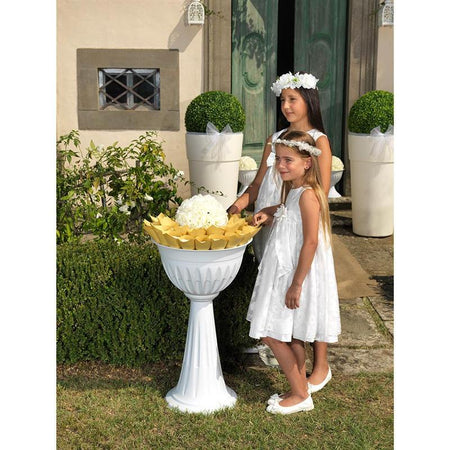 Vaso alto a colonna in plastica "Alba" posacenere da esterno h 75 cm
