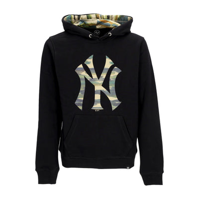 47 BRAND Felpa Cappuccio Uomo Mlb Fisherman Pop Burnside Hoodie Neyyan Jet Black/camo da uomo