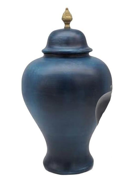 Jordan Interiors Vaso Potiche Grande Pomello Bronzo Blue Jeans