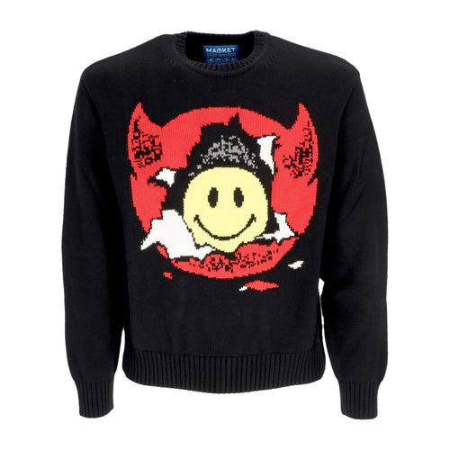 MARKET Maglione Leggero Uomo Smiley Inner Peace Sweater Black da uomo