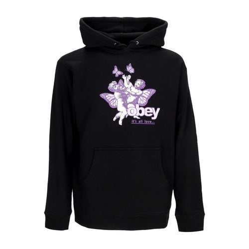 OBEY Felpa Cappuccio Donna Cherubs It's All Love 2 Basic Hooded Fleece Black da donna