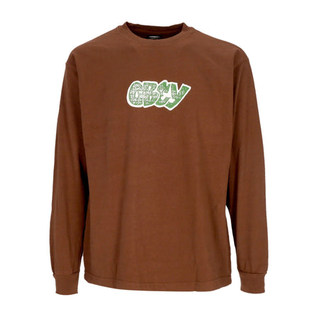 OBEY Maglietta Manica Lunga Uomo City Watch Dog Heavyweight Classic Custom Sepia da uomo