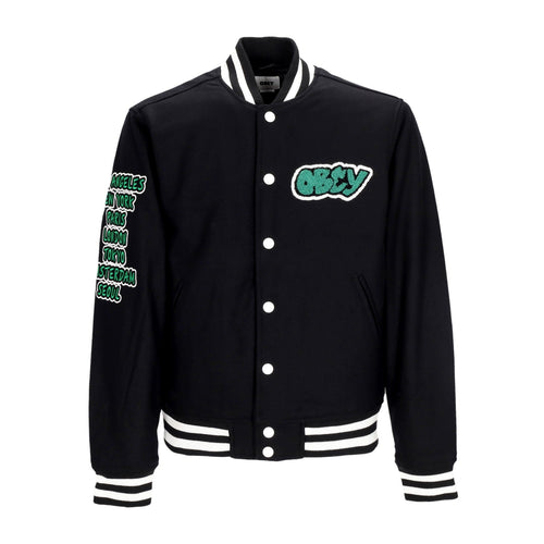 OBEY Giubbotto College Uomo Roll Call Varsity Jacket Black da uomo