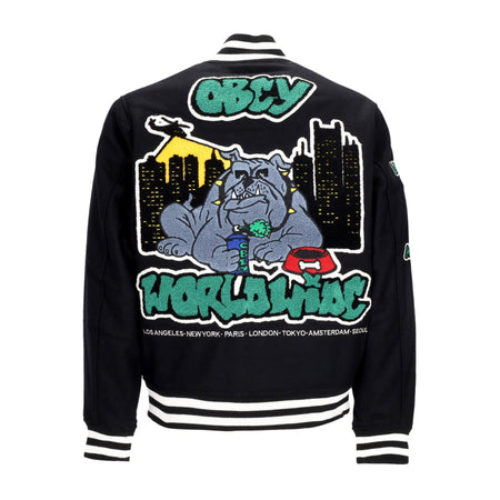 OBEY Giubbotto College Uomo Roll Call Varsity Jacket Black da uomo