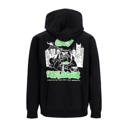 OBEY Felpa Cappuccio Zip Uomo City Watch Dog Premium Zip Hooded Fleece Black da uomo
