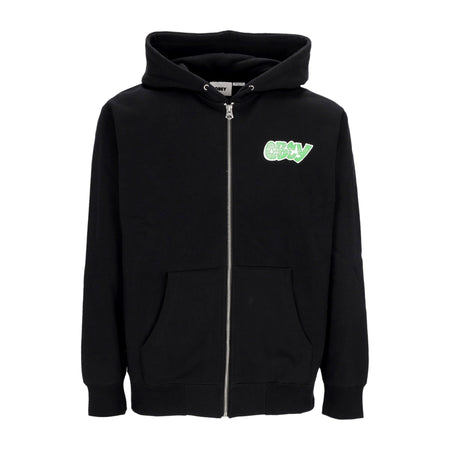 OBEY Felpa Cappuccio Zip Uomo City Watch Dog Premium Zip Hooded Fleece Black da uomo