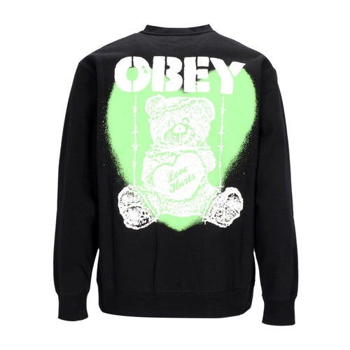OBEY Felpa Girocollo Uomo Love Hurts Premium Crew Fleece Black da uomo