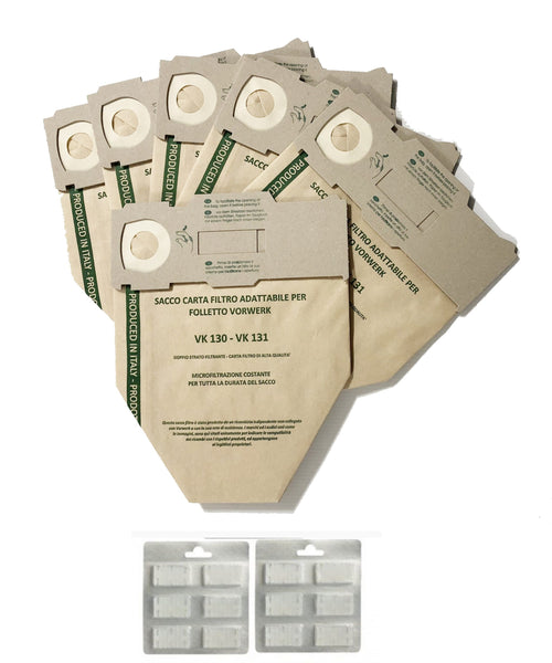 6 SACCHETTI FOLLETTO VK130 / VK131 + 10 PROFUMI NO ORIGINALE