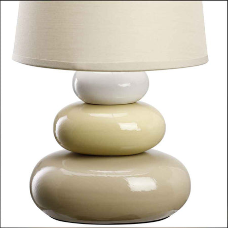 Lampada da Tavolo Lume Comodino Ceramica Tessuto Beige Design Moderno Abatjour