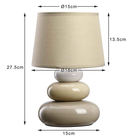 Lampada da Tavolo Lume Comodino Ceramica Tessuto Beige Design Moderno Abatjour