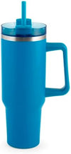 Mug termico blu in acciaio con cannuccia lt 1.2H&H