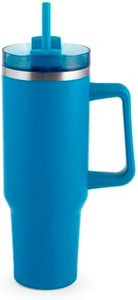 Mug termico blu in acciaio con cannuccia lt 1.2H&H