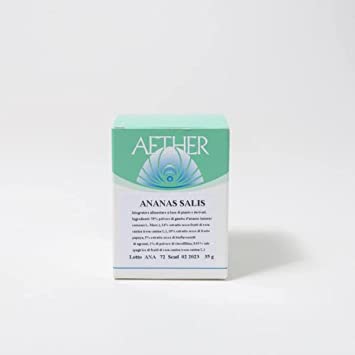 Ananas salis integratore alimentare di polvere di gambo d’ananas, estratto secco di rosa canina con 50% di vitamina C, estratto secco di papaya, bioflavonoidi da agrumi, polvere di clorofillina e sale spagirico di rosa canina - aether