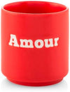 Bicchiere in Ceramica rossa con scritto Amour - Capacità 200 ccH&H