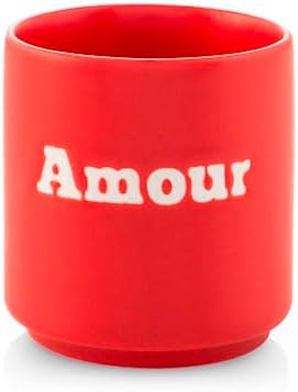 Bicchiere in Ceramica rossa con scritto Amour - Capacità 200 ccH&H