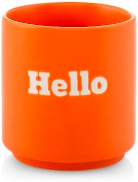 Bicchiere in Ceramica arancione con Scritta Hello - Capacità 200 ccH&H