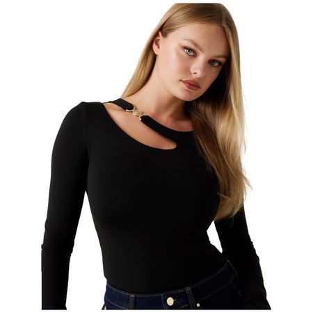 Guess maglia nera top cut out e fibbia ELEANOR W5BP18KC7M2JBLK