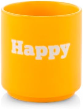 Bicchiere in Ceramica giallo con Scritta Happy - Capacità 200 ccH&H