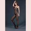 MOONLIGHT BODYSTOCKING TUTINA NERA TRASPARENTE CON RIGHE VERTICALI E APERTURA PELVICA