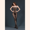 MOONLIGHT BODYSTOCKING TUTINA NERA TRASPARENTE CON RIGHE VERTICALI E APERTURA PELVICA