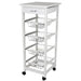 Carrello Cucina legno con Cassetto 4 Cestelli e Ripiano 9 Mattonelle in Ceramica