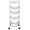 Carrello Cucina legno con Cassetto 4 Cestelli e Ripiano 9 Mattonelle in Ceramica