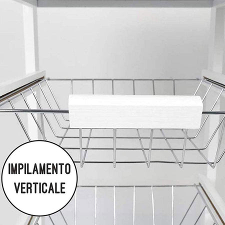 Carrello Cucina legno con Cassetto 4 Cestelli e Ripiano 9 Mattonelle in Ceramica