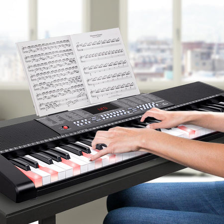 Tastiera Musicale Pianola Elettronica 61 Tasti Luminosi Pianoforte con Microfono