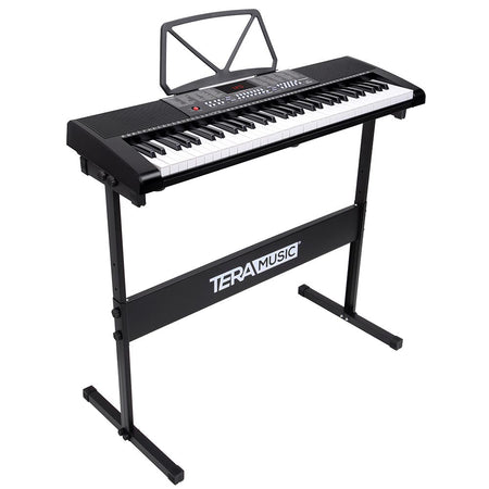 Tastiera Musicale Pianola Elettronica 61 Tasti Luminosi con Supporto e Sgabello