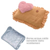 Borsa Acqua Calda Elettrica con Tasche Scaldamani Cuore Beige Tessuto Peluche