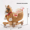 Cavallo a dondolo in legno con ruote Poni Cavalluccio Poltroncina Marrone Chiaro