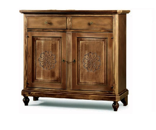 MOBILI 2G - MADIA CREDENZA 2 PORTE IN LEGNO SHABBY CHIC NOCE CONSUMATO 104X43X98