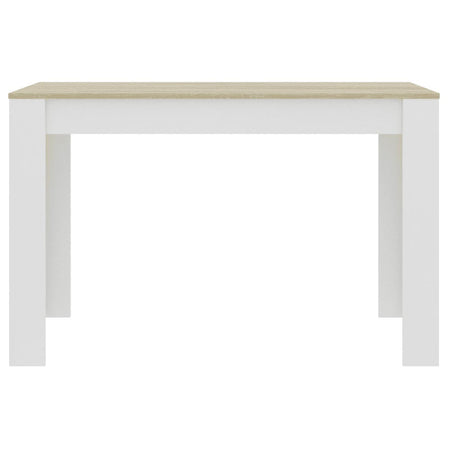 Tavolo da Pranzo Cucina Rettangolare Moderno in Legno 120x80x74cm Bianco e Acero
