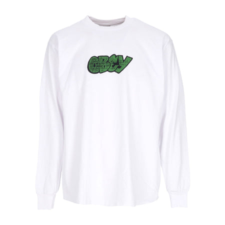 OBEY Maglietta Manica Lunga Uomo City Watch Dog Heavyweight Classic Custom White da uomo