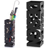 Portaombrelli in Ferro Design Quadrato Stand Nero Vaschetta Salvagoccia