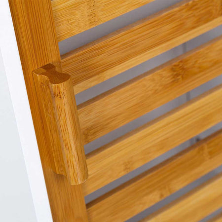 Mobiletto Armadietto Parete 2 Ripiani Legno MDF e Bambu Anta Chiusura Magneatica