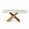 Tavolo Procyon con gambe verniciatura spazzolata e piano in ceramica, design moderno, 180/260 x 90 x h 75 cm