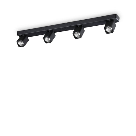 Spot Contemporaneo Rudy Alluminio Nero 4 Luci Gu10 35W 3000K Ip20
