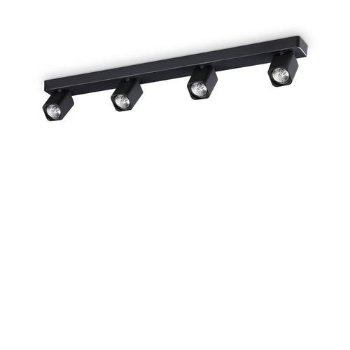 Spot Contemporaneo Rudy Alluminio Nero 4 Luci Gu10 35W 3000K Ip20