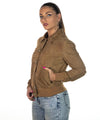 Polo - Bomber Donna Miele in vera pelle camoscio