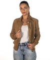 Polo - Bomber Donna Miele in vera pelle camoscio