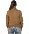 Polo - Bomber Donna Miele in vera pelle camoscio