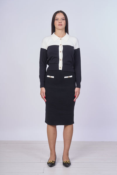 Giacca bianca e nero con colleto