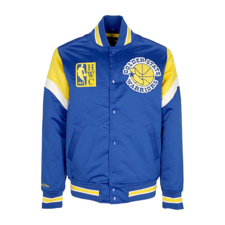 MITCHELL &amp; NESS Giubbotto Bomber Uomo Nba Heavyweight Satin Jacket Golwar Original Team Colors da uomo