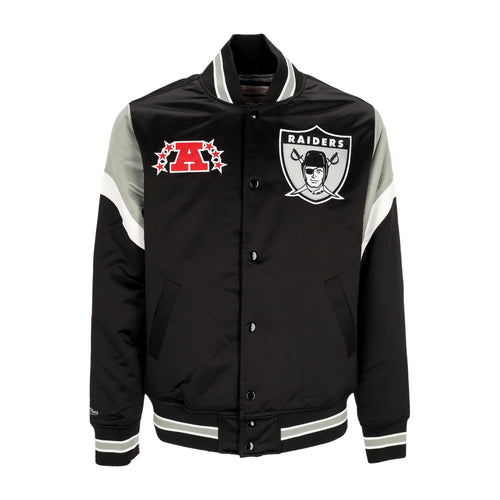 MITCHELL & NESS Giubbotto Bomber Uomo Nfl Heavyweight Satin Jacket Oakrai Original Team Colors da uomo