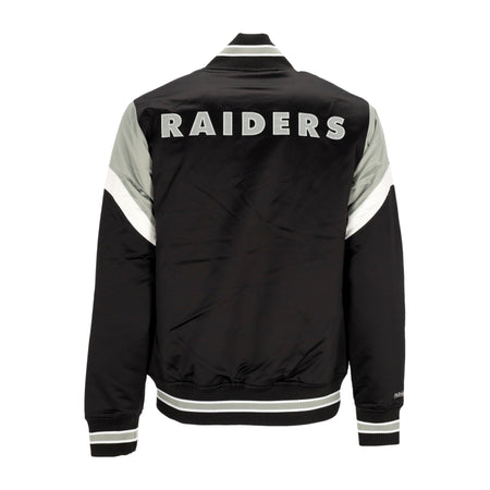 MITCHELL &amp; NESS Giubbotto Bomber Uomo Nfl Heavyweight Satin Jacket Oakrai Original Team Colors da uomo